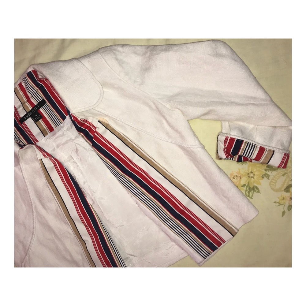 INSIGHT | white linen blazer W/ colorful details y2k •